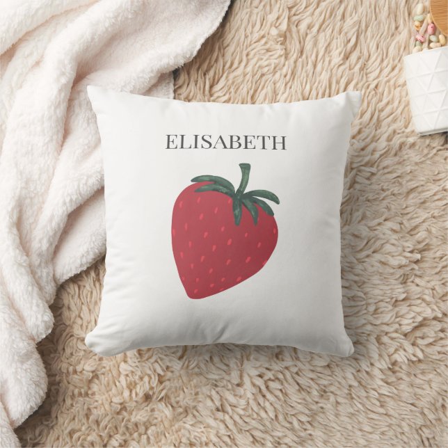 Red Strawberry Frucht Personalisierter Name Kissen (Decke)