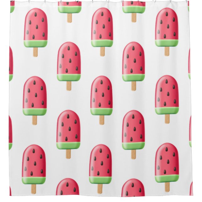 Red Strawberry Ice Cream Pattern Duschvorhang (Vorderseite)