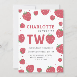 Red Strawberry Pattern 2. Sommer Geburtstag Einladung