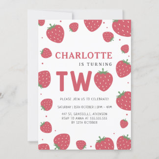 Red Strawberry Pattern 2. Sommer Geburtstag Einladung