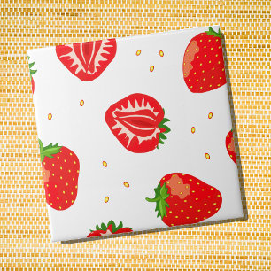 Red Strawberry Pattern Fliese