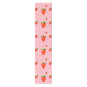 Red Strawberry Pattern Pink Party Kurzer Tischläufer