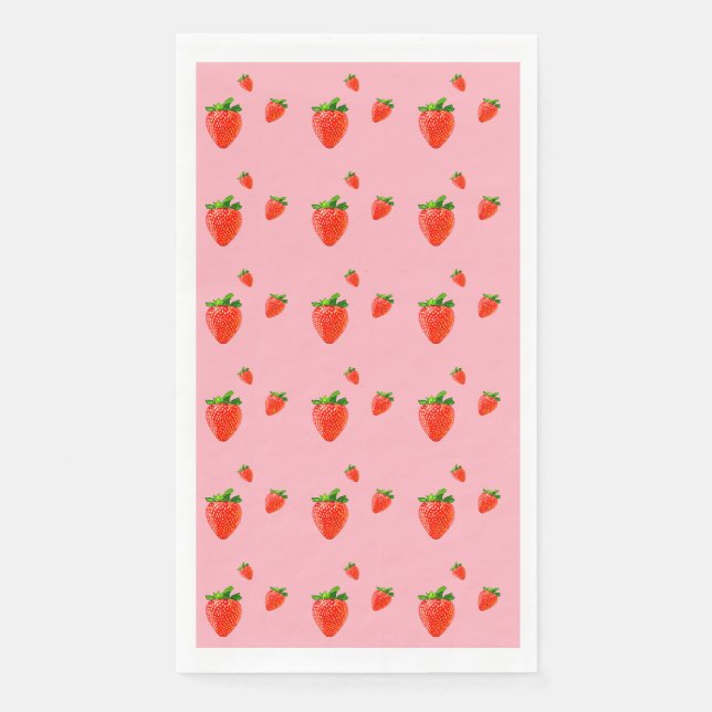 Red Strawberry Pattern Pink Party Serviette (Vorderseite)
