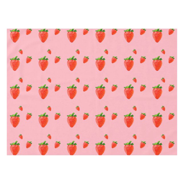 Red Strawberry Pattern Pink Party Tischdecke (Vorderseite (Horizontal))