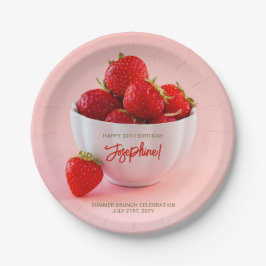 Red Strawberry Photo Summer Brunch Happy Birthday Pappteller