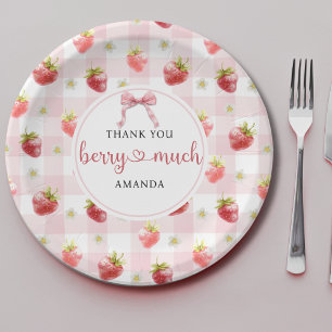 Red Strawberry Pink Kariert Danke Berry Much Pappteller