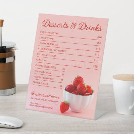 Red Strawberry Restaurant Dessert and Drinks Menü Sockelschild