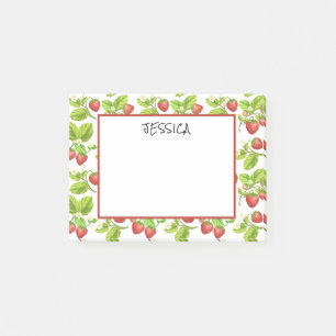 Red Strawberry Wasserfarbe Name Post-it Klebezettel