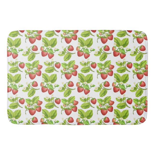 Red Strawberry Watercolor Badematte (Vorderseite)
