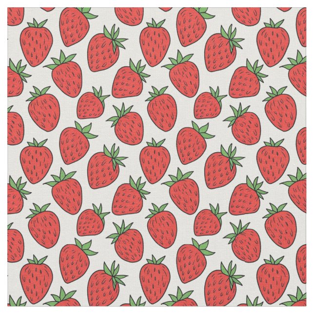 Red Strawberry | Whimsical Fruit Theme Stoff (Nahaufnahme)