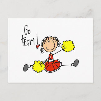 Red Strichmännchen Cheerleader T - Shirt und Gesch Postkarte