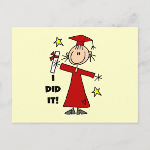 Red Strichmännchen Girl Graduate Ankündigungspostkarte