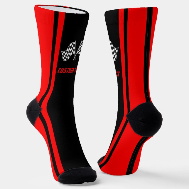 Red Strike Racing Car Flags - Personalisiert Socken (Gewinkelt)