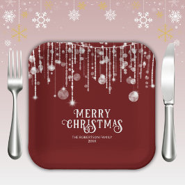 Red String Lights Weihnachts-Party Pappteller
