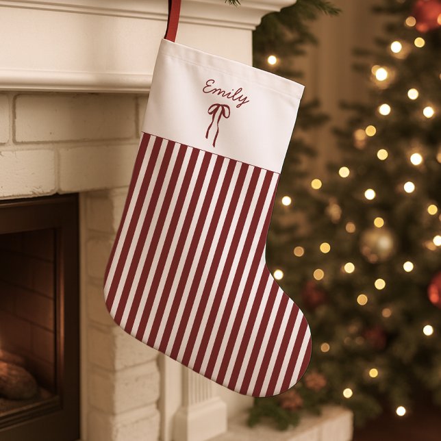 Red Strip Weihnachts-Strumpf mit Bow Kleiner Weihnachtsstrumpf (Von Creator hochgeladen)