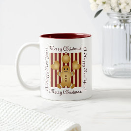 Red Strip Weihnachtskeks Niedlicher Lebkuchen Mann Zweifarbige Tasse