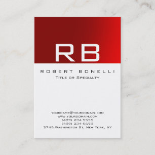 Red Strip White Background Monogram Business Card Visitenkarte