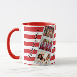 Red Stripe Christmas Photo 3 Pictures Three Photo Tasse