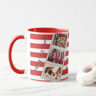 Red Stripe Christmas Photo 3 Pictures Three Photo Tasse