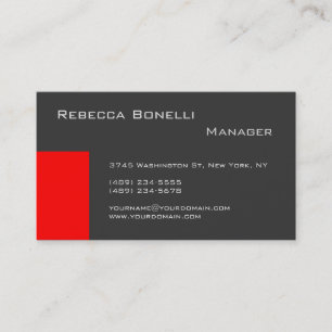 Red Stripe Gray Stylish Manager Business Card Visitenkarte
