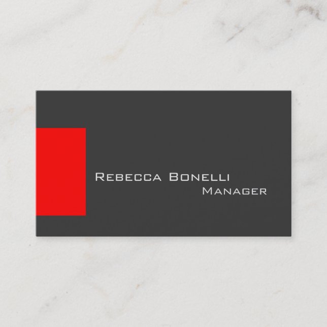 Red Stripe Gray Stylish Manager Business Card Visitenkarte (Vorderseite)