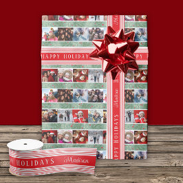 Red Stripe Happy Holidays Satinband