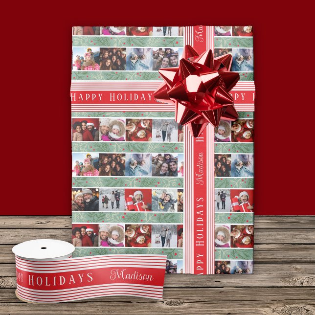 Red Stripe Happy Holidays Satinband (Von Creator hochgeladen)