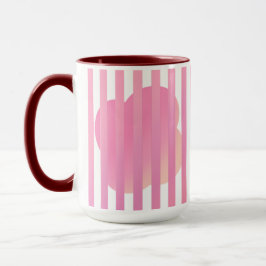 Red Stripe Simple Two-Tone Mug with Pink Floral Tasse