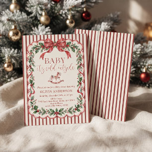 Red Stripe Weihnachts-Baby-Party Einladung