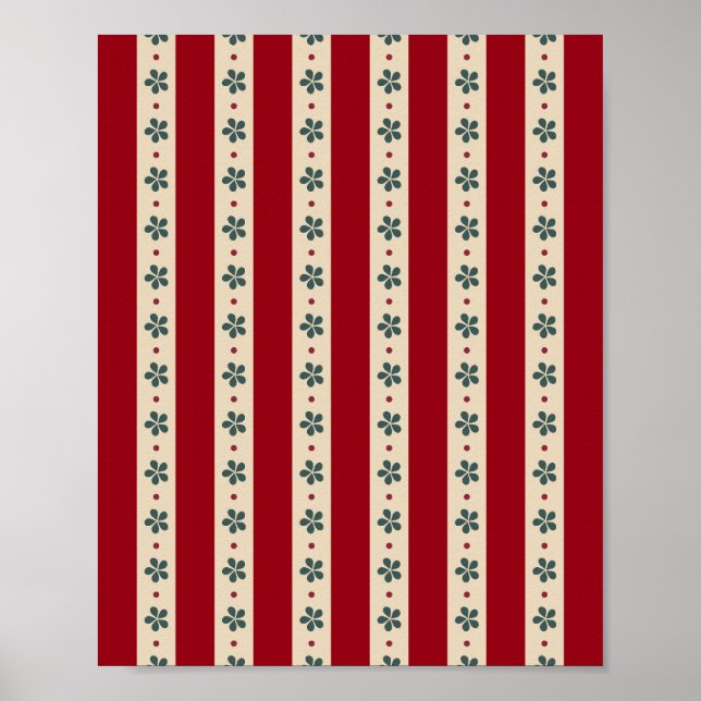 Red Stripes And Flowers Poster (Vorne)