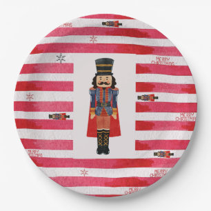 Red Stripes Nutcracker Weihnachtspapier-Teller Pappteller
