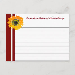 Red Stripes Sunflower Personalized Recipe Cards Postkarte