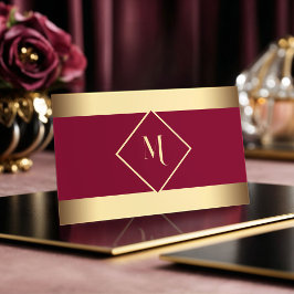 Red Stylish Geometric Gold Frame Modern Visitenkarte