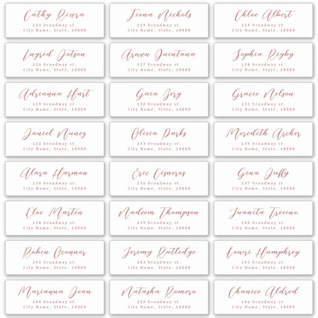 Red Stylish script Braut Gästetikett Aufkleber (Vorderseite)