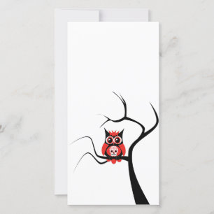 Red Sugar Skull Owl in Tree Foto Card