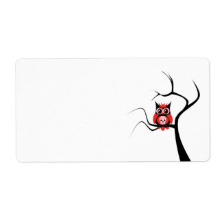 Red Sugar Skull Owl in Tree Label