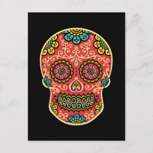 Red Sugar Skull Poscard Postkarte