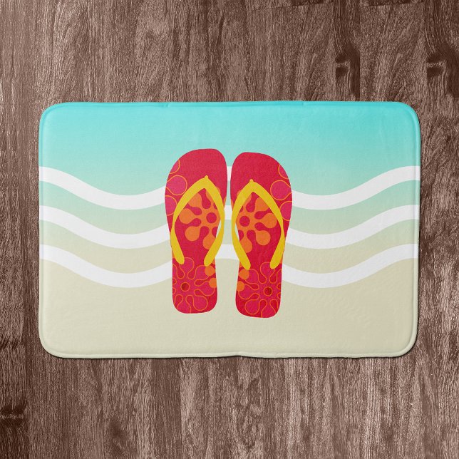 Red Summer Beach Flip Flops Badematte (Von Creator hochgeladen)