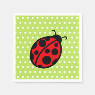Red Summer Ladybug Picnic Party Napkins Serviette