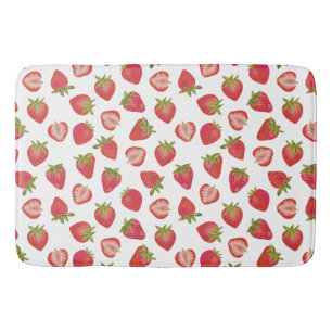 Red Summer Strawberry Pattern Badematte