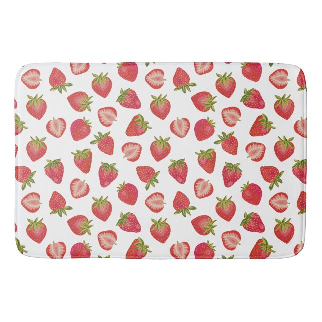 Red Summer Strawberry Pattern Badematte (Vorderseite)