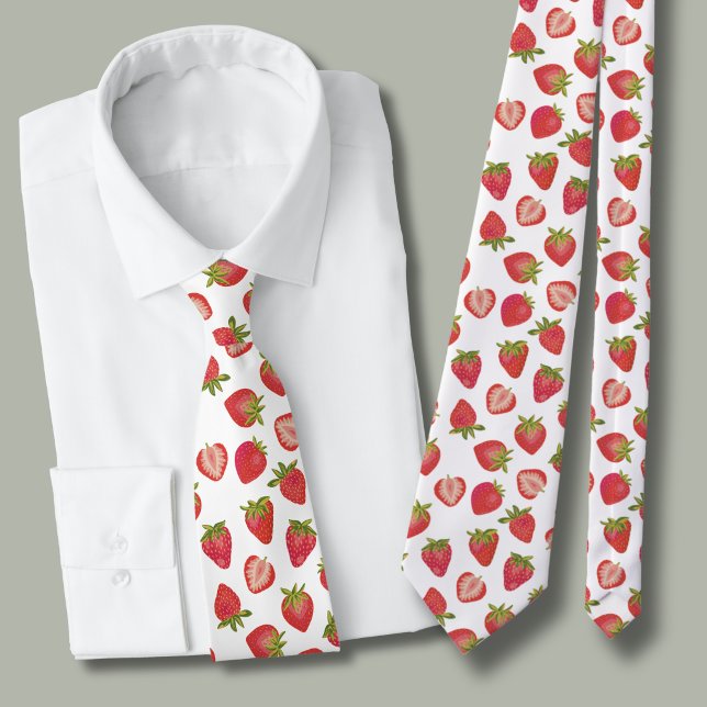 Red Summer Strawberry Pattern Neck Tie Krawatte (Strawberry tie )