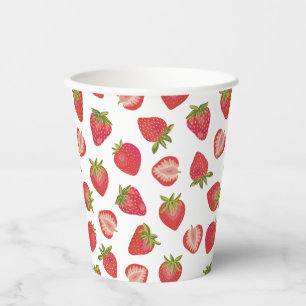 Red Summer Strawberry Pattern Pappbecher