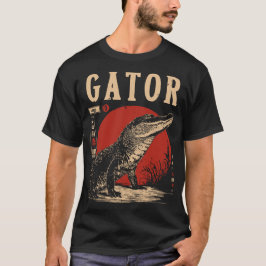 Red Sun Alligator | Reptile Predator Portrait T-Shirt
