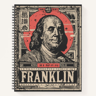 Red Sun Benjamin Franklin   American Icon Portrait Notizbuch