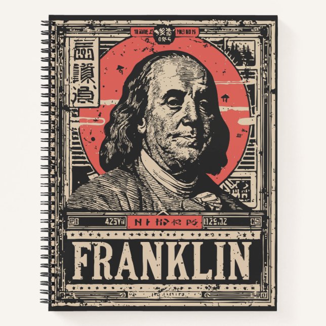 Red Sun Benjamin Franklin | American Icon Portrait Notizbuch (Vorderseite)