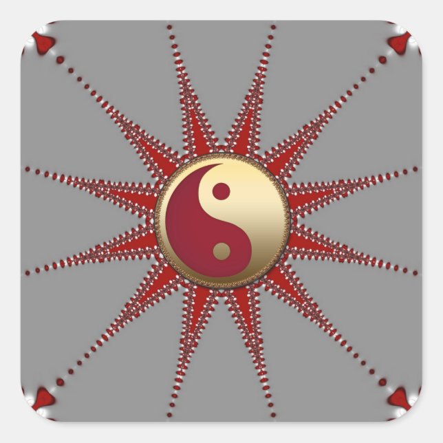 Red Sun Golden Yin Yang Sticker (Vorderseite)