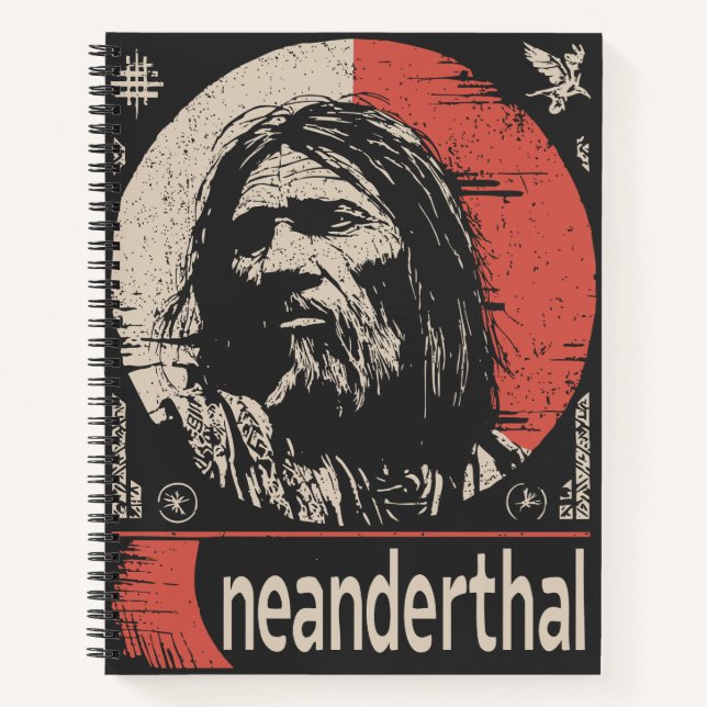Red Sun Neanderthal | Ancient Ancestor Art Notizbuch (Vorderseite)