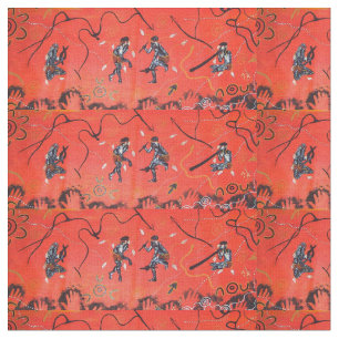 Red Sun Tänzer Aborigines Fabric Stoff