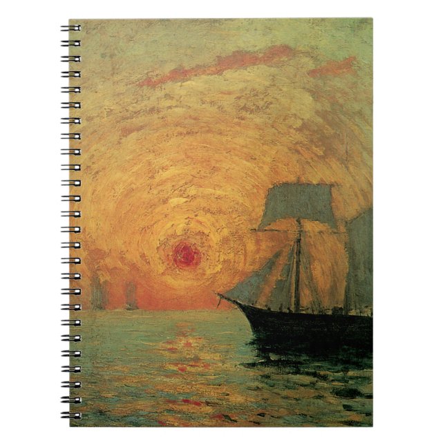 Red Sun von Maxime Maufra, Vintager Impressionismu Notizblock (Vorderseite)